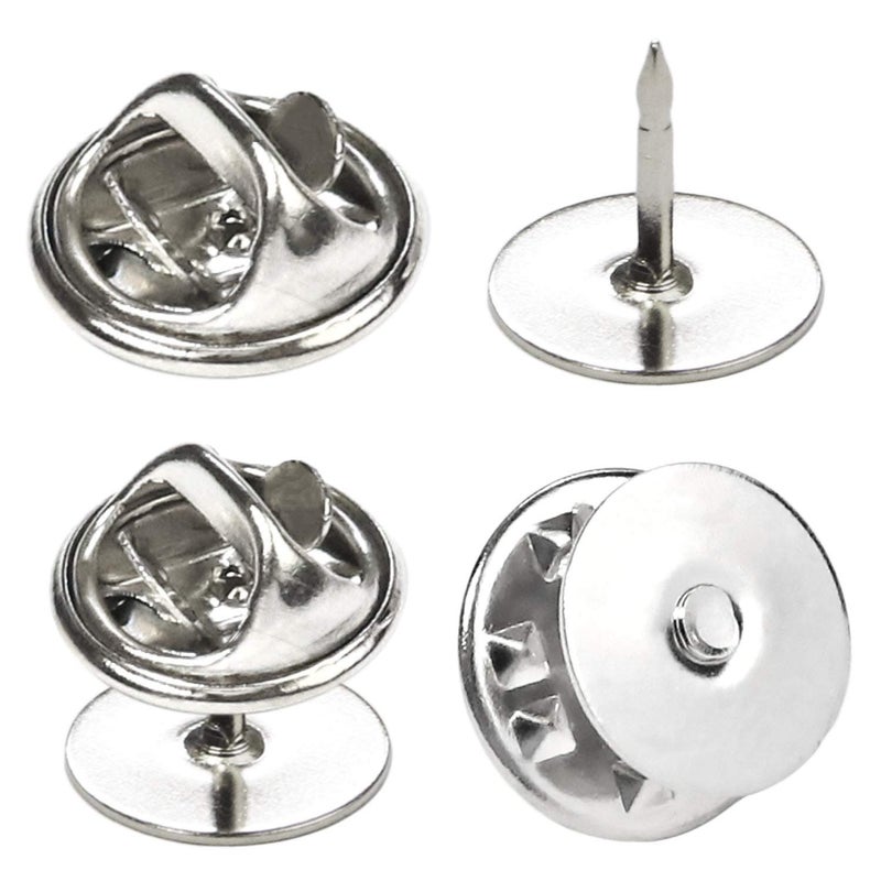 100 Pairs Tie Tacks Blank Pins with Butterfly Clutch Backs for Craft Making Silver