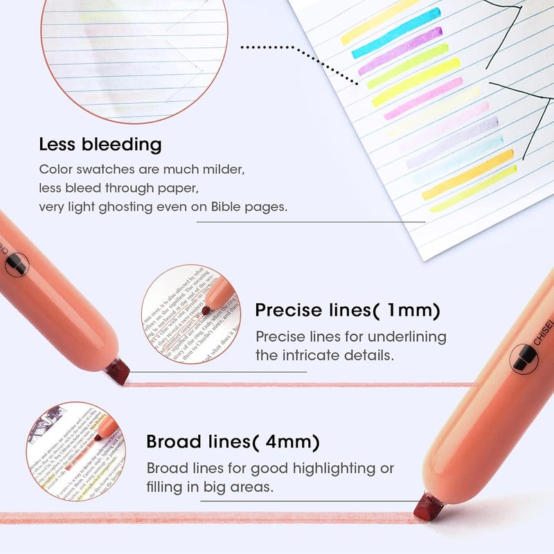 WRITECH Retractable Highlighters Assorted Colors: Chisel Tip Click Aesthetic Highlighter Marker Pens Pack Multi Colored Ink No Bleed Smear for Highlighting Journaling (6ct Vintage) - Image 5