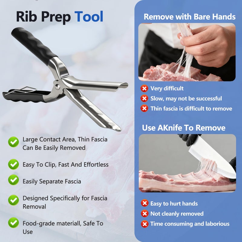 UoeRing Rib Membrane Remover Tool - Upgraded Thick 304 Food-Grade Stainless Steel with Ergonomic Full-Rubber Grip for Effortless BBQ Rib Prep, Pork Rib Skinner, and Meat Preparation - Image 5