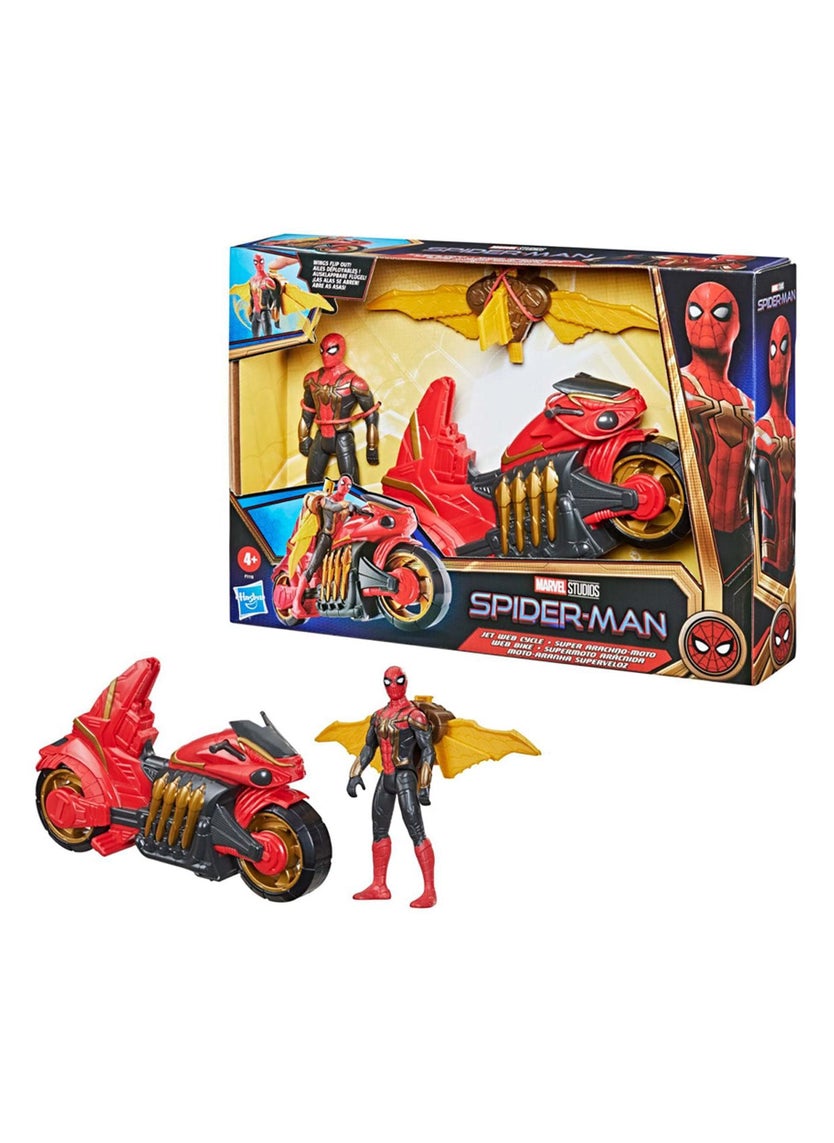 MARVEL Spider-Man Marvel 6-Inch Jet Web Cycle Vehicle and Detachable Action Figure Toy with Wings, Movie-Inspired, for Kids Ages 4 and Up  - Image 1