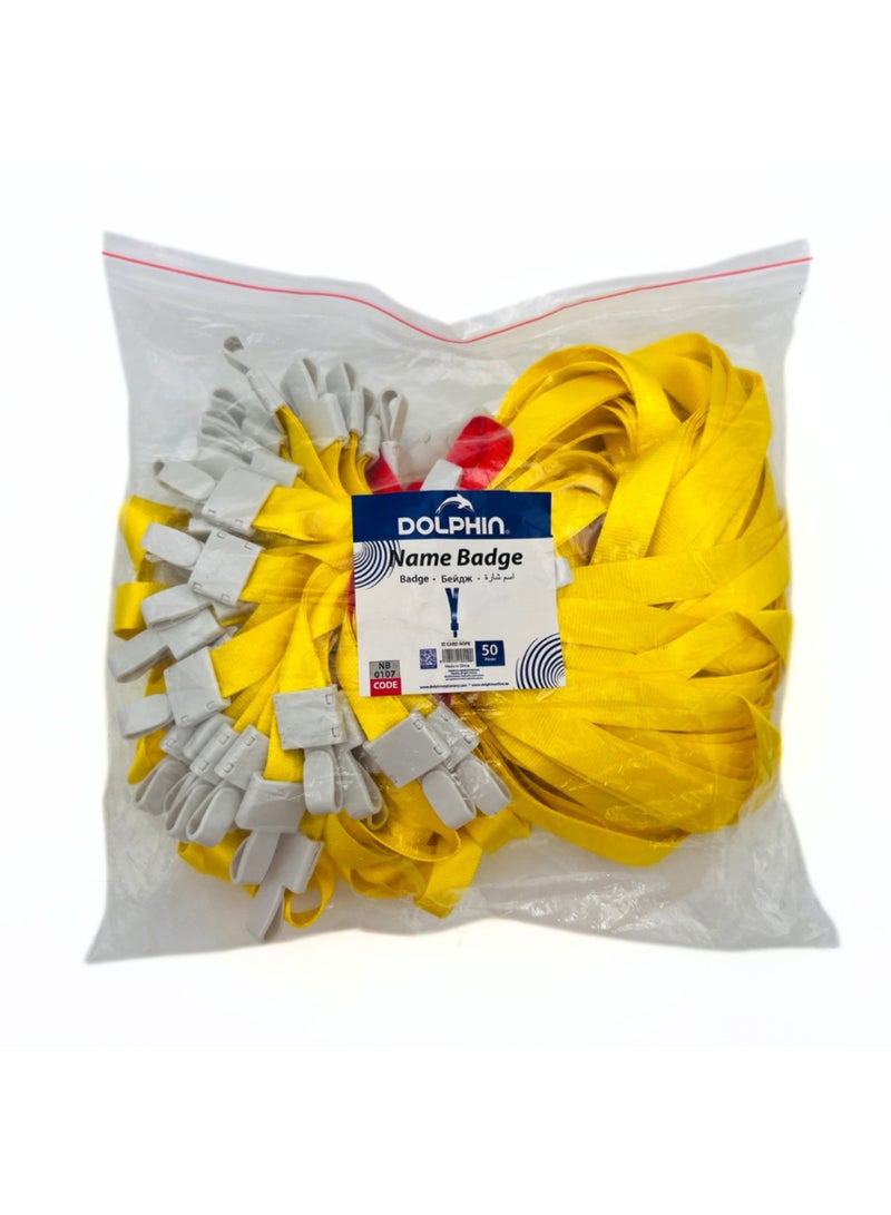 Dolphin Yellow Name Badge Rope Lanyards – Durable & Comfortable – Pack of 50  - Image 3