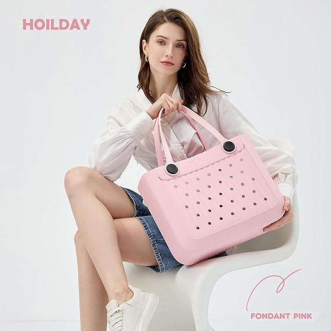 Being One Waterproof EVA Beach Tote Bag, Large Washable Rubber Travel Handbags for Sports Travel Outdoor Anti-Tip Bag Gift for Women Outdoor Tote Bag Open Handbag for Beach Boat Pool Work Sports - Image 2