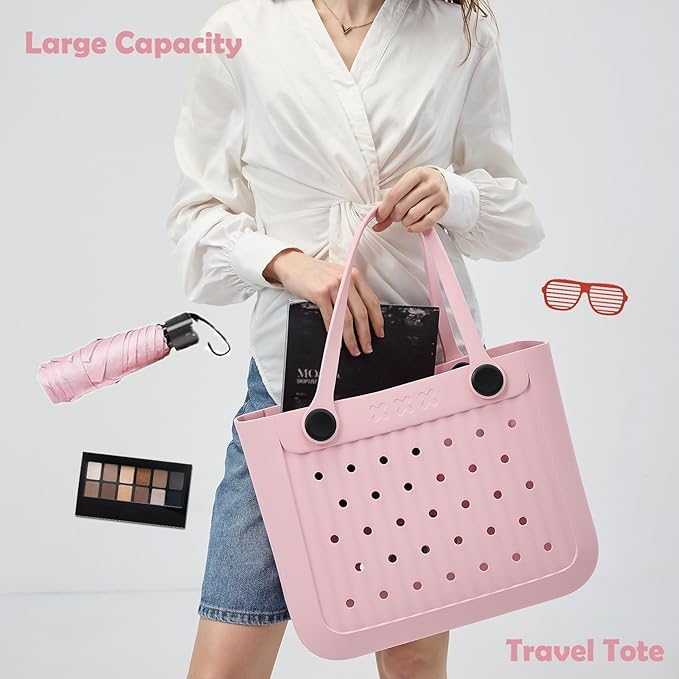 Being One Waterproof EVA Beach Tote Bag, Large Washable Rubber Travel Handbags for Sports Travel Outdoor Anti-Tip Bag Gift for Women Outdoor Tote Bag Open Handbag for Beach Boat Pool Work Sports - Image 5