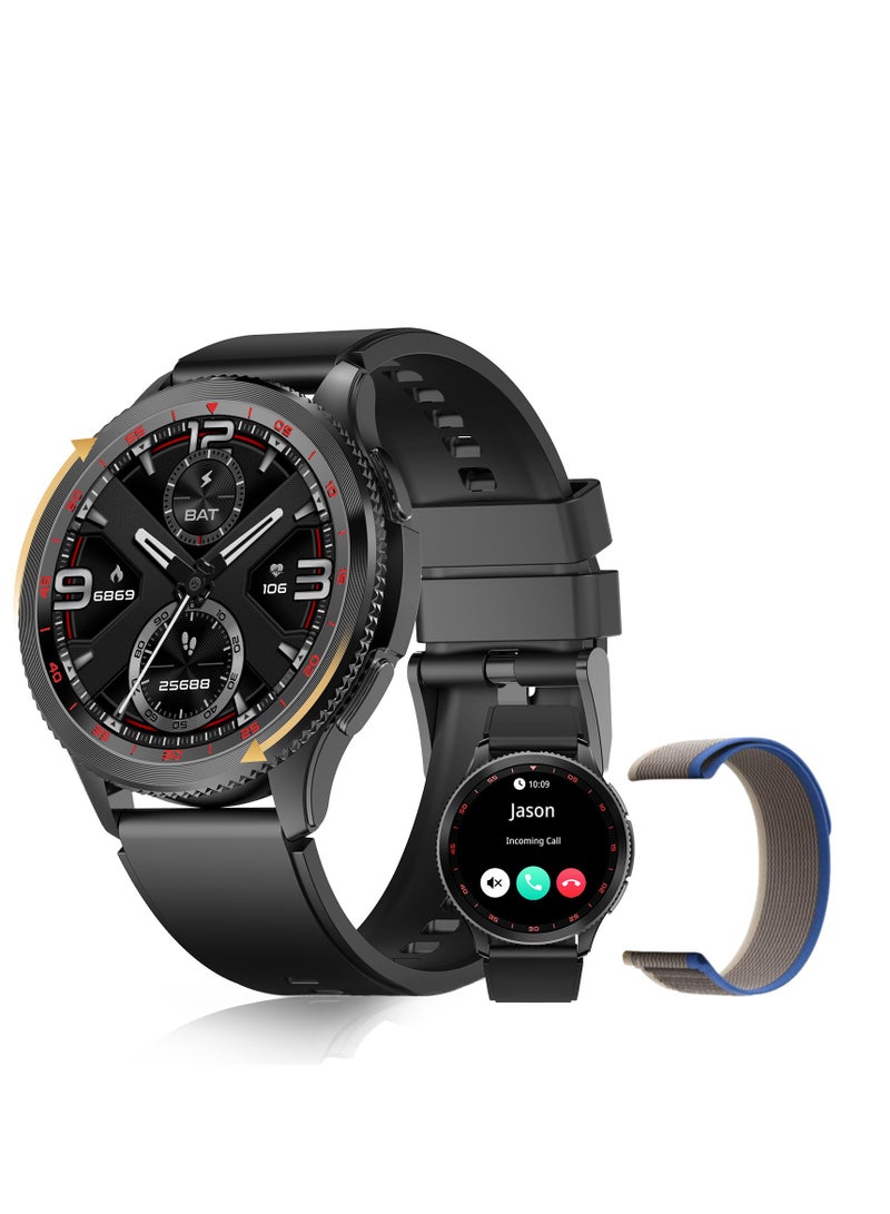 PEJE PEJE Rotatable Dial Smart Watch for Men - 1.43" AMOLED, Call Function, 123+ Sports Modes, 3ATM Waterproof. Tracks SpO2/Heart Rate/Sleep. Includes Spare Strap. Android/iOS Compatible.  - Image 1