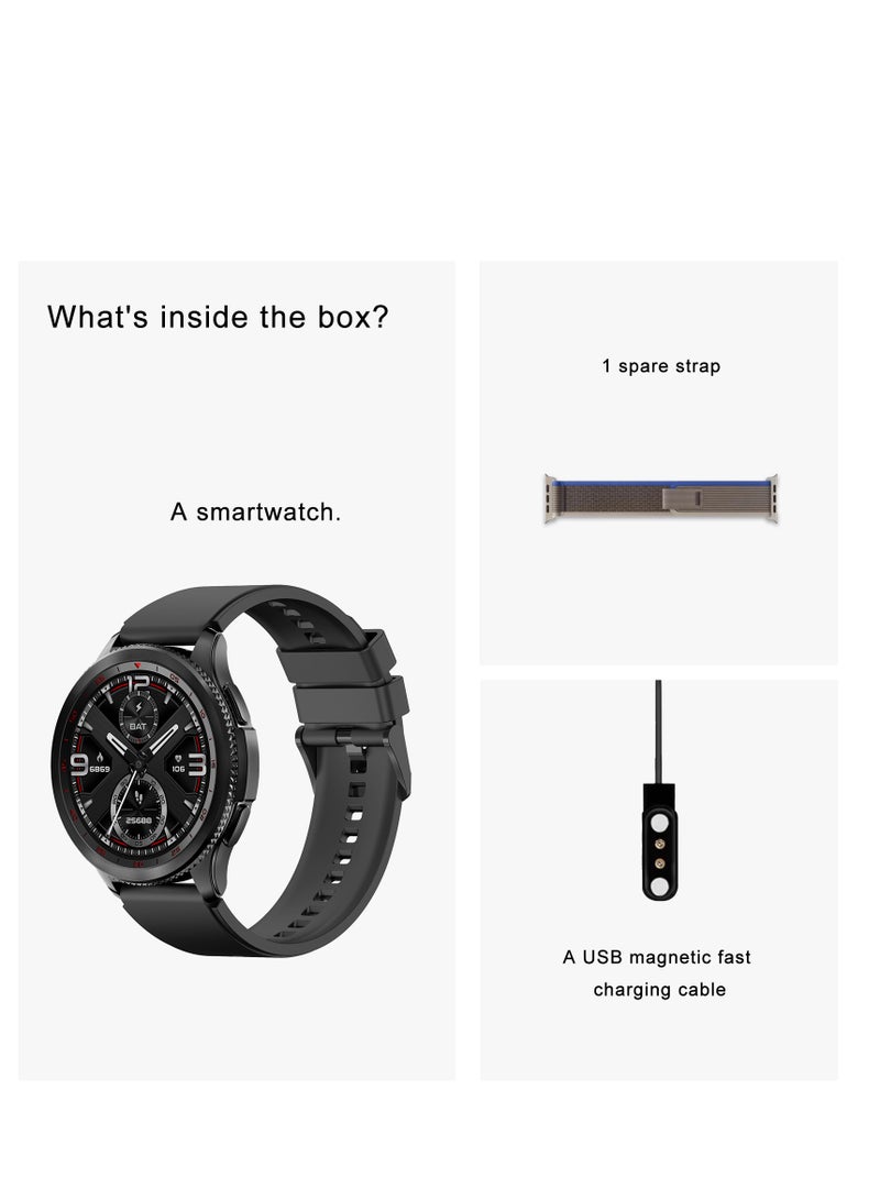 PEJE PEJE Rotatable Dial Smart Watch for Men - 1.43" AMOLED, Call Function, 123+ Sports Modes, 3ATM Waterproof. Tracks SpO2/Heart Rate/Sleep. Includes Spare Strap. Android/iOS Compatible.  - Image 2