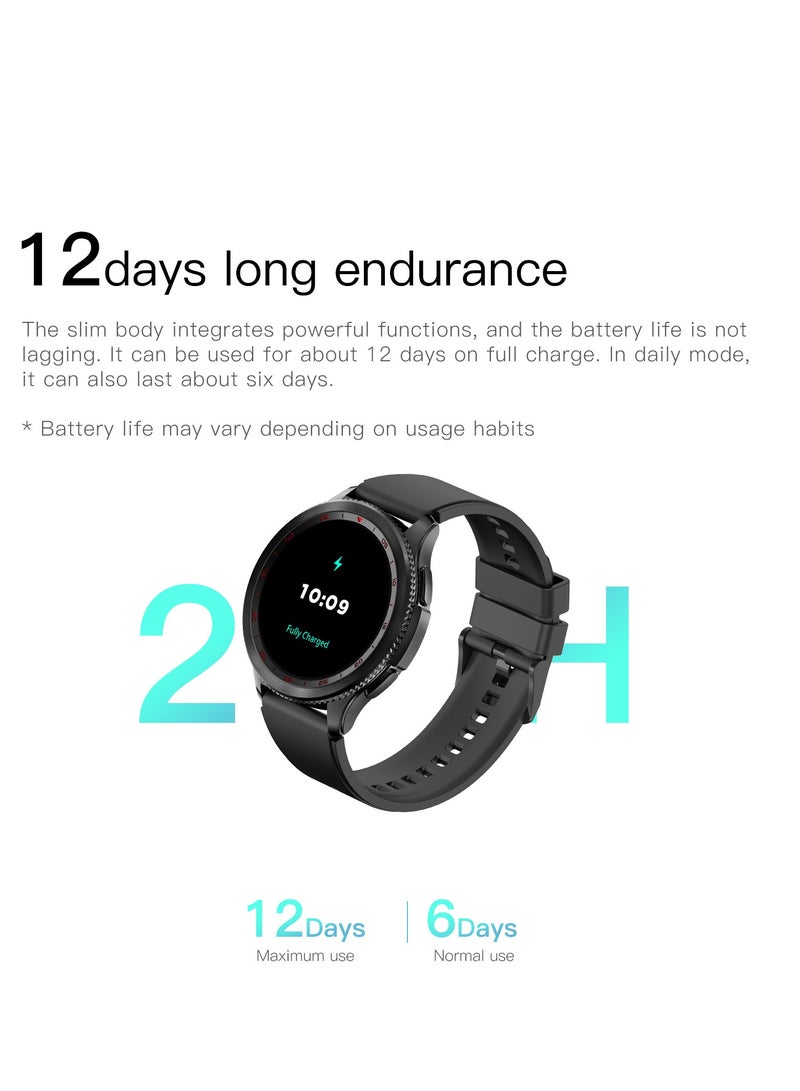 PEJE PEJE Rotatable Dial Smart Watch for Men - 1.43" AMOLED, Call Function, 123+ Sports Modes, 3ATM Waterproof. Tracks SpO2/Heart Rate/Sleep. Includes Spare Strap. Android/iOS Compatible.  - Image 3
