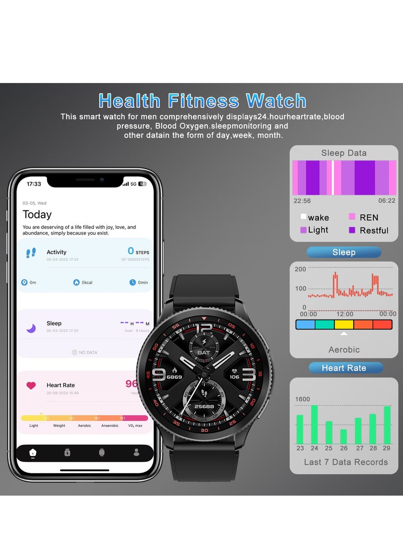 PEJE PEJE Rotatable Dial Smart Watch for Men - 1.43" AMOLED, Call Function, 123+ Sports Modes, 3ATM Waterproof. Tracks SpO2/Heart Rate/Sleep. Includes Spare Strap. Android/iOS Compatible.  - Image 5