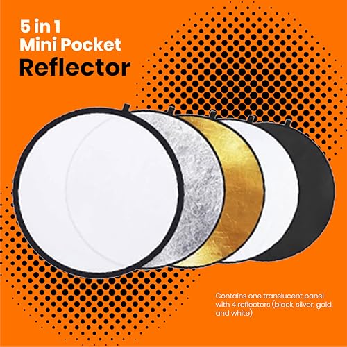 Photo Trust PhotoTrust Mini 5 in1 Pocket Reflector-Super Portable Reflector 12"/30cm Collapsible Multi-Disc Photography Light Reflector Diffuser-Silver/Gold/Black/White/Translucent for Studio/Macro Photography - Image 2
