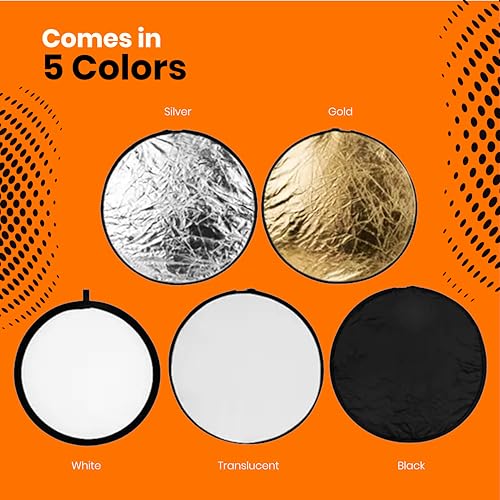 Photo Trust PhotoTrust Mini 5 in1 Pocket Reflector-Super Portable Reflector 12"/30cm Collapsible Multi-Disc Photography Light Reflector Diffuser-Silver/Gold/Black/White/Translucent for Studio/Macro Photography - Image 5