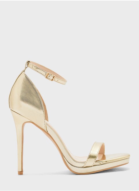High Heel Metallic Ankle Stap Sandal