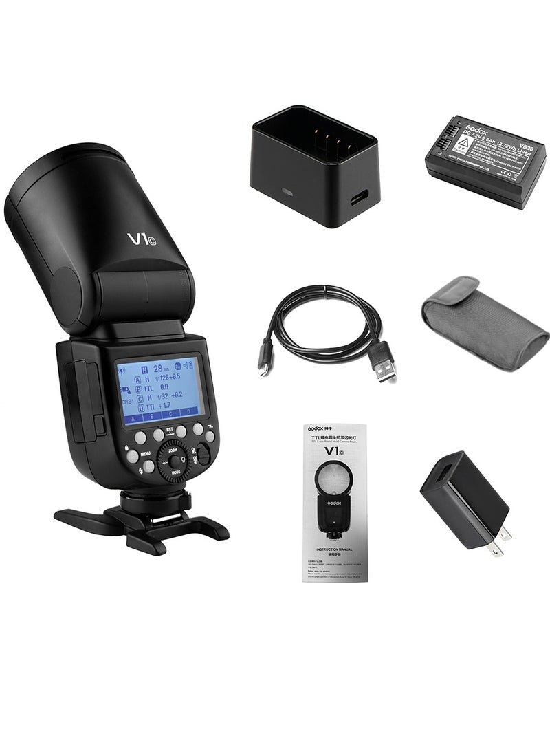 Godox V1C Professional Camera Flash Speedlite Speedlight Round Head Wireless 2.4G Replacement for Canon EOS Series 1500D 3000D 5D Mark lll 5D Mark ll for Wedding Portrait Studio Photography - Image 2