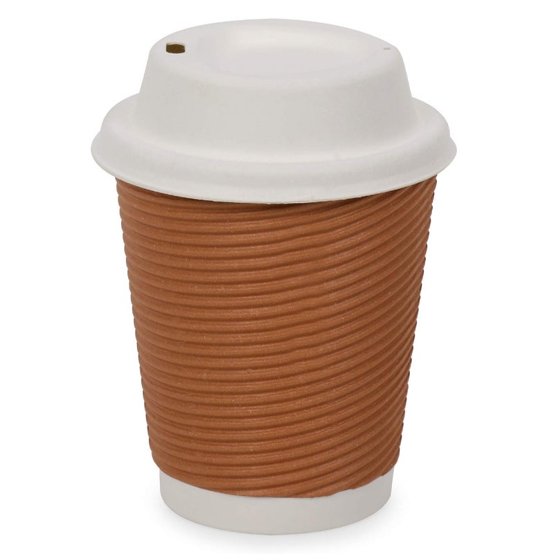 SANWALSA [250 ml, 100 Count, 8oz, Brown Disposable Premium Double Wall Ripple Paper Cup with Bagasse Lid | Ecofriendly Glasses for Party, Cafes | Ideal for Tea, Coffee, Soft Drinks | GSM -485 - Image 5