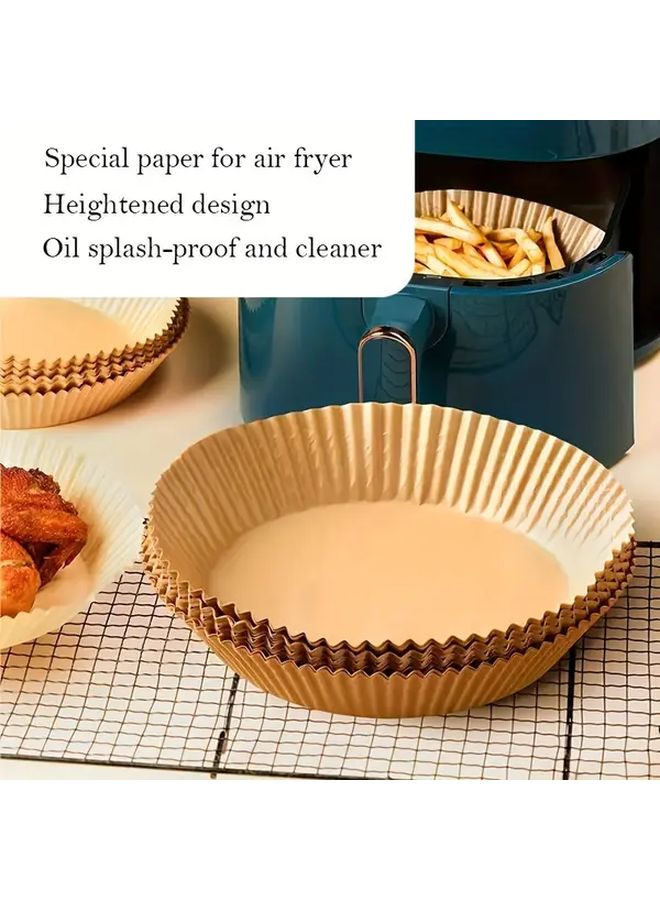 Yellow 100pcs Non Stick Air Fryer Liners Round Baking Sheets for Easy Cleanup - Image 5