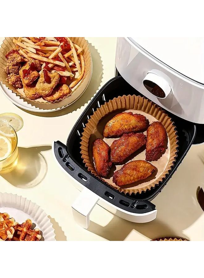 Yellow 100pcs Non Stick Air Fryer Liners Round Baking Sheets for Easy Cleanup - Image 3