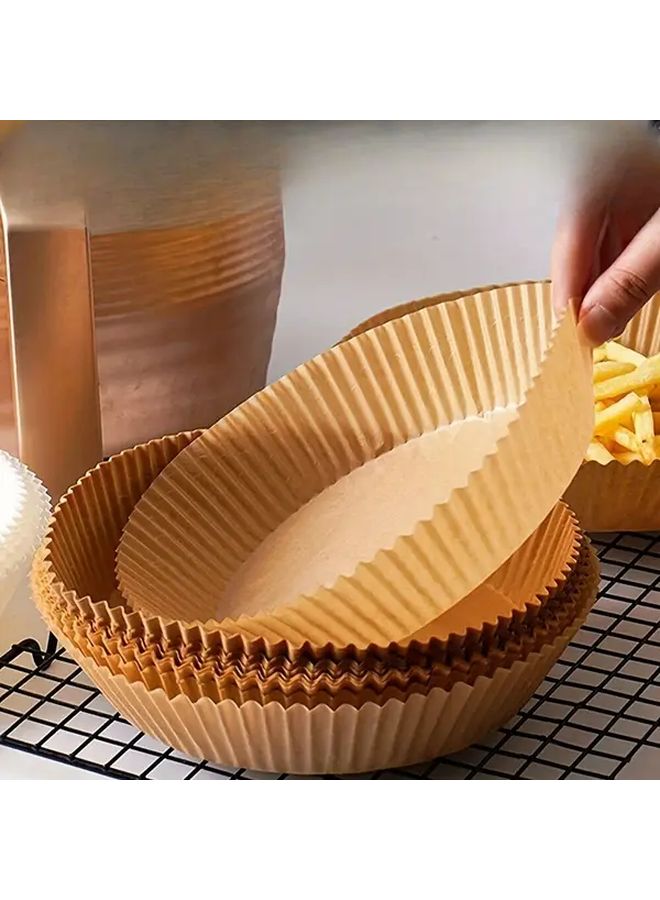 Yellow 100pcs Non Stick Air Fryer Liners Round Baking Sheets for Easy Cleanup - Image 1