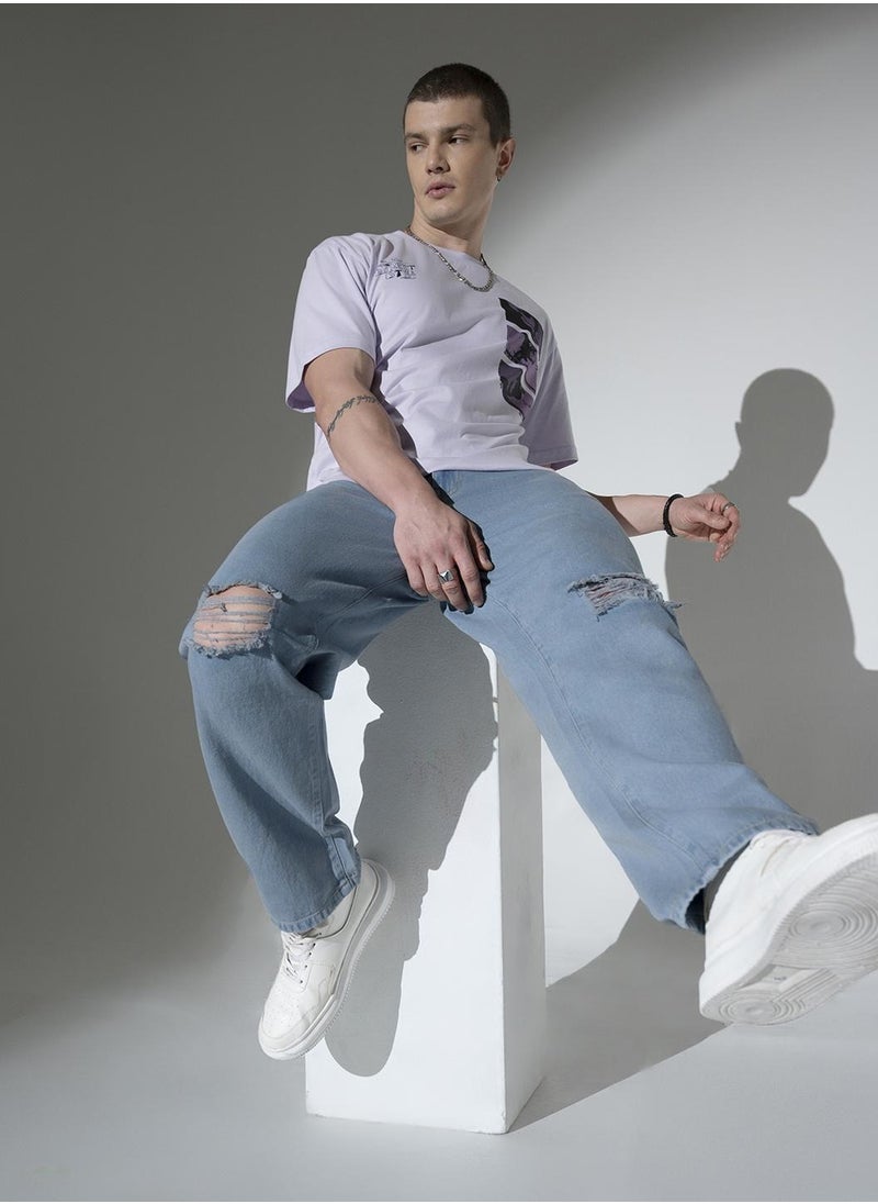 Hubberholme - Relaxed Fit Grey Jeans for Men with Mid-Rise and Slash Knee Design - Image 1