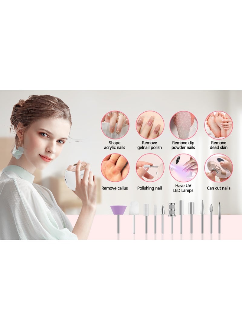BlueFire Upgrade 3-in-1 Cordless Electric Nail Drill & Automatic Clipper Set with UV Light | Portable, Rechargeable Manicure & Pedicure File Tool Kit for Acrylic, Gel, & Natural Nails | 11 Bits, Adjustable Speed, Safety Design for Adults & Kids - Image 2