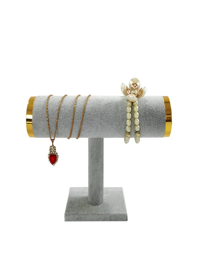 SCIKHEFT Bracelet Holder T Bar Bracelets Holder with Metal Lid Bracelet Stands And Displays for Vendors(Grey Velvet) - Image 1