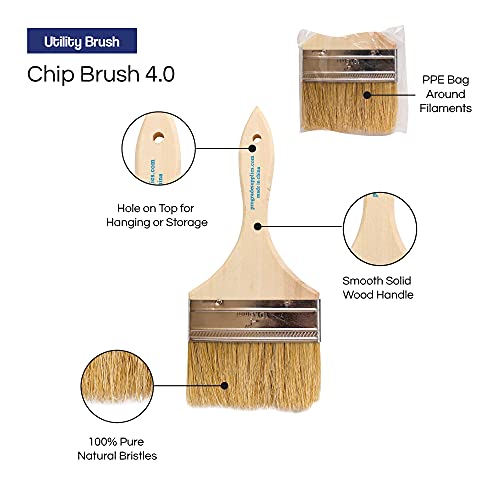 Pro-Grade Pro Grade - Chip Paint Brushes - 12 Ea 4 Inch Chip Paint Brush Light Brown - Image 3