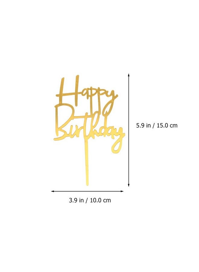 Amosfun 60pcs Acrylic Happy Birthday Cake Toppers Golden Cake Ornaments for Cupcakes and Cakes Birthday Party Supplies - Image 2