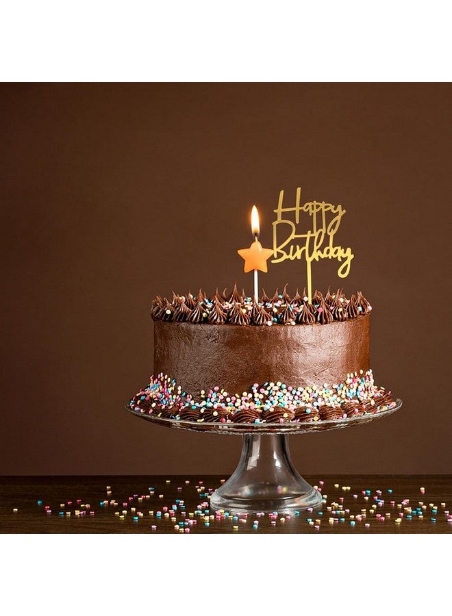 Amosfun 60pcs Acrylic Happy Birthday Cake Toppers Golden Cake Ornaments for Cupcakes and Cakes Birthday Party Supplies - Image 4