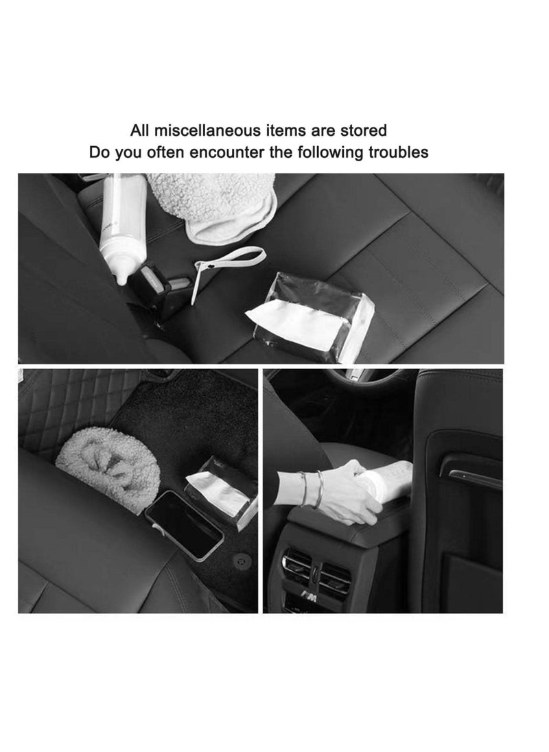 Excefore Vehicle Multifunctional Storage Box, PU Leather Tissue Holder for Car Headrest, 4 in 1 Car Tissue Box Holder with Hooks & Phone Holder, Car Storage Organiser Boxes for Car Accessories  - Image 4
