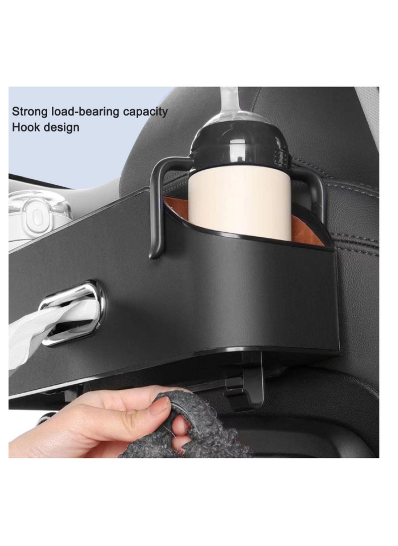 Excefore Vehicle Multifunctional Storage Box, PU Leather Tissue Holder for Car Headrest, 4 in 1 Car Tissue Box Holder with Hooks & Phone Holder, Car Storage Organiser Boxes for Car Accessories  - Image 3
