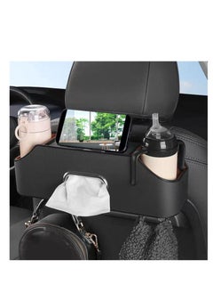 Excefore Vehicle Multifunctional Storage Box, PU Leather Tissue Holder for Car Headrest, 4 in 1 Car Tissue Box Holder with Hooks & Phone Holder, Car Storage Organiser Boxes for Car Accessories  - Image 5