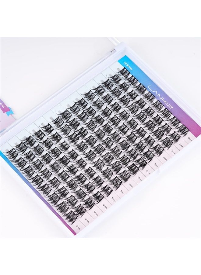 LANKIZ DIY Eyelash Extensions,Individual Lash Extensions Clusters,112 Clusters, Soft and Lightweight 12mm Only Resuale Wide Band Cluster Lashes for Home use (Hybird D curl) - Image 1