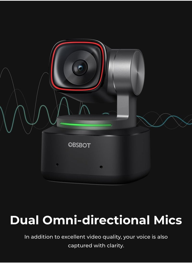 OBSBOT - OBSBOT Tiny 2 Webcam 4K Voice Control PTZ, AI Tracking Multi-mode & Auto Focus, 4K Webcam with 1/1.5" Sensor, Gesture Control, 60 FPS, HDR Light Correction, Web Camera for PC, Streaming, Meeting, etc. - Image 1