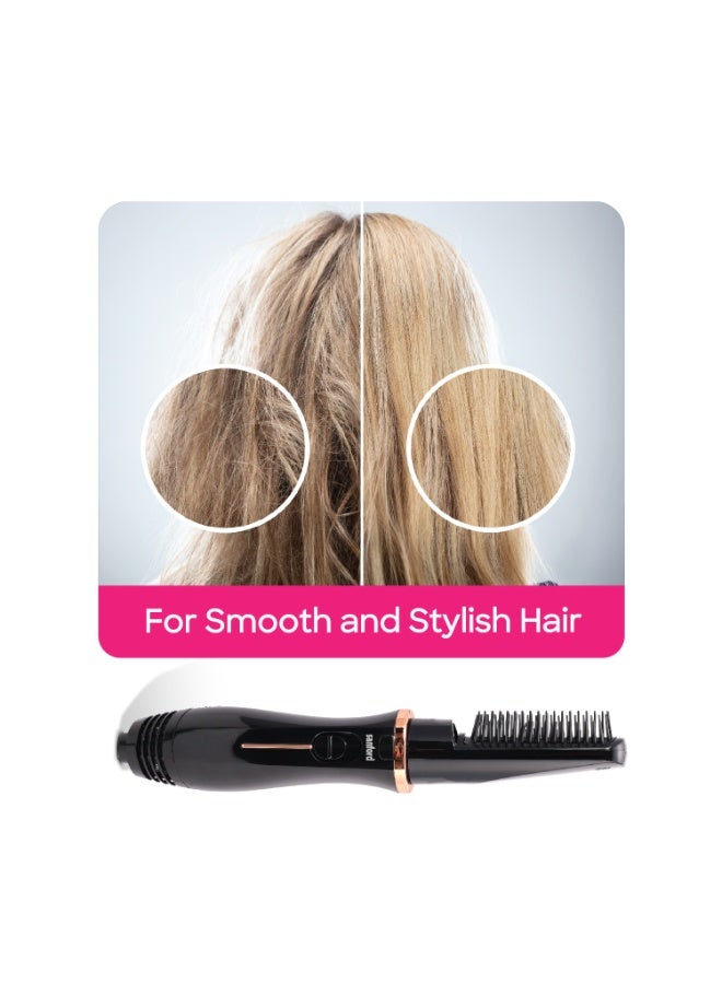 سانفورد مصفف شعر 2 في 1، قوة 800 واط، 3 إعدادات لدرجة الحرارة، مشط قابل للفصل، حماية من الحرارة الزائدة، سلك طاقة يدور 360 درجة، فرشاة هواء ساخن، لشعر ناعم وأنيق، قطع آمن - Image 4