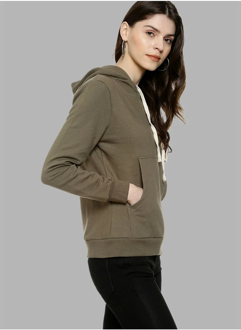 Campus Sutra Front Pocket Printed Hoodie