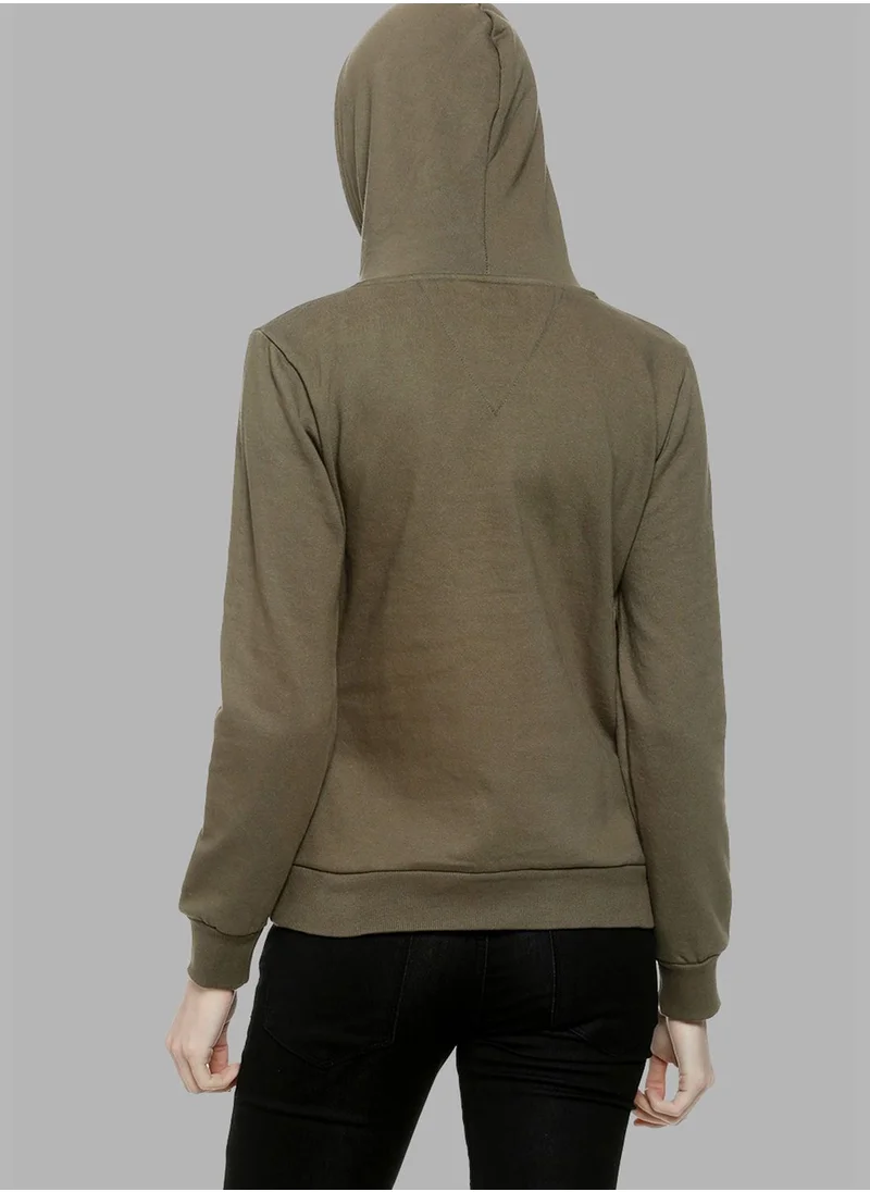 Campus Sutra Front Pocket Printed Hoodie