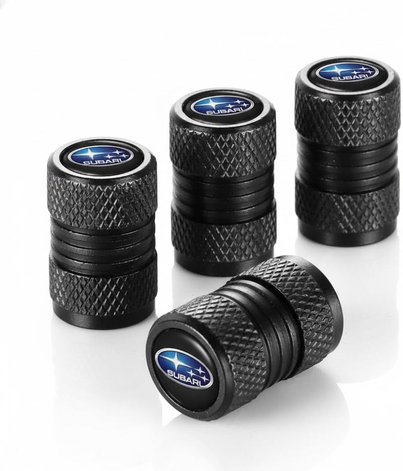 YHEESHIGN Tire Valve Stem Caps for Subaru - 4pcs Universal Car Accessories (Black)