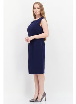 Kasper  Women Plain Midi Casual Dress, Blue Navy  - Image 2