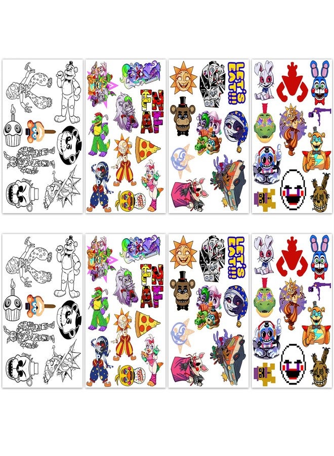 Pounchi Horror Game Temporary Tattoos (8 Sheets) Gifts Cartoon Decor Cosplay Waterproof Temporary Tattoos Video Game Stickers Party Favors Supplies for Teens Man Woman - Image 1