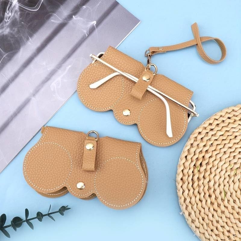 VAIDUE Leather Sunglasses Case, Sunglasses Eyewear Case Artificial Leather Button Cover,Portable Outdoor Travel Holder Eyeglasses Bag,Sunglasses Pouch,Spectacles & Goggles For Men & Women - Image 2