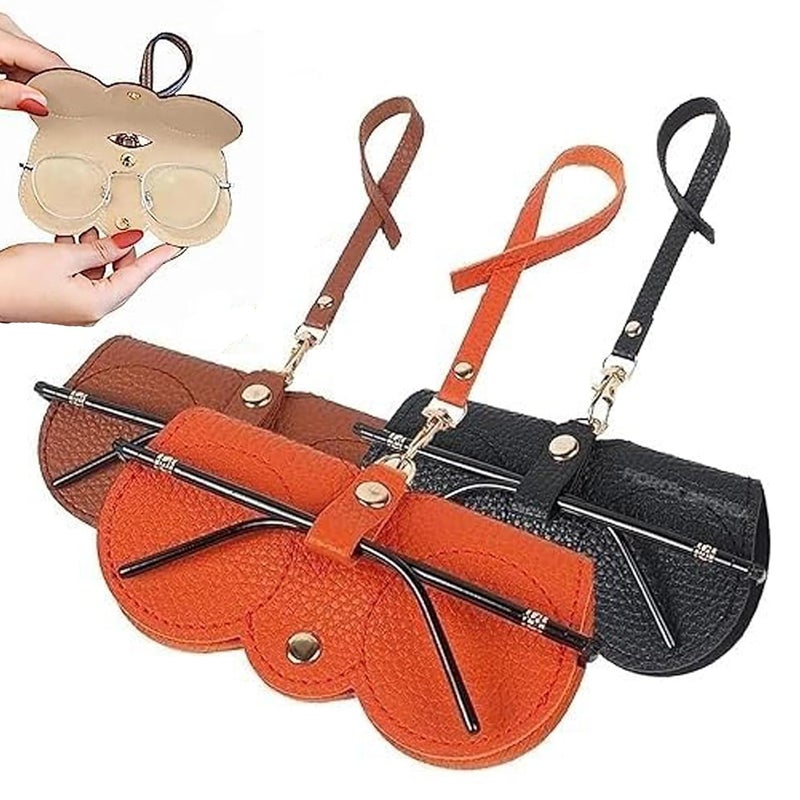 VAIDUE Leather Sunglasses Case, Sunglasses Eyewear Case Artificial Leather Button Cover,Portable Outdoor Travel Holder Eyeglasses Bag,Sunglasses Pouch,Spectacles & Goggles For Men & Women - Image 1