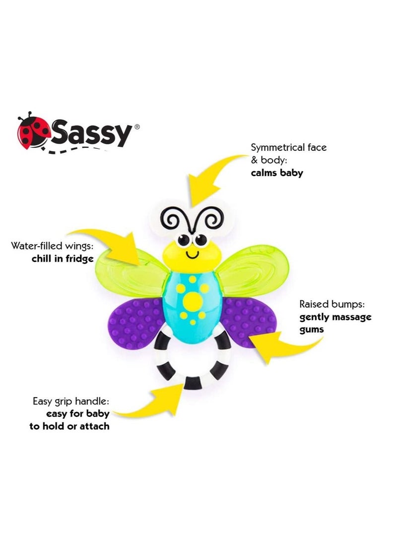 Sassy Flutterby Teether | Water-Filled Teether Soothes Gums | Variety Of Textures Massage Gums | For Ages 3 Months And Up (80106) - Image 2
