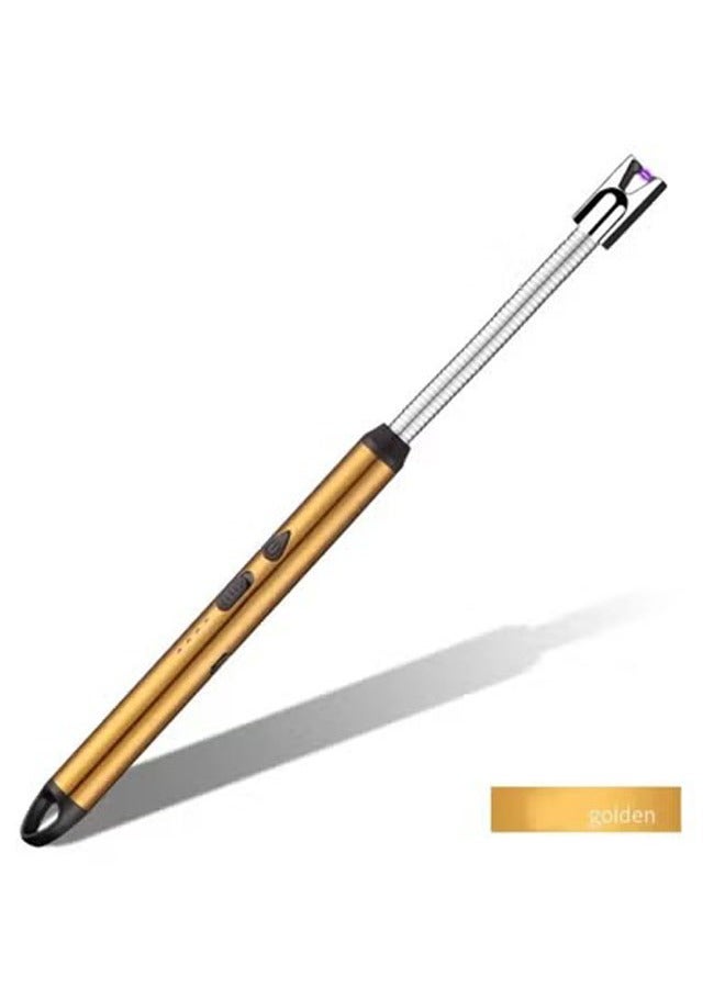 KLNAMAEAAN 360 Degree Windproof Flameless Flexible Neck Long USB Rechargeable Lighter With LED Battery Display GOLD 25.5 x 1.5 x 1.5 cm - Image 1