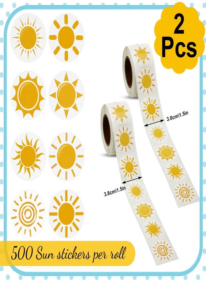 Henoyso 2 Rolls 1000 Pcs First Trip Around The Sun Stickers for Kids Sunshine Birthday Party Favor Stickers 8 Styles Cute Self Adhesive Sticker Labels for Boys Girls Baby Shower Party - Image 3