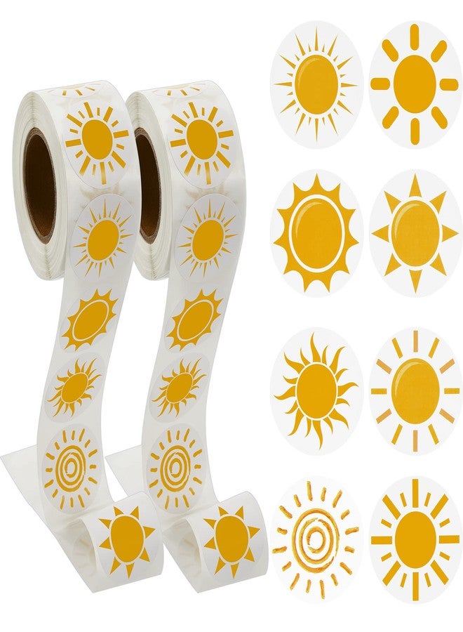 Henoyso 2 Rolls 1000 Pcs First Trip Around The Sun Stickers for Kids Sunshine Birthday Party Favor Stickers 8 Styles Cute Self Adhesive Sticker Labels for Boys Girls Baby Shower Party - Image 1