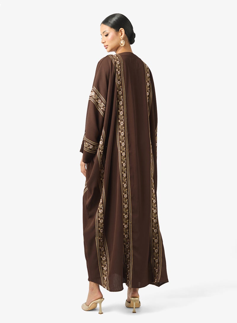 hayas closet Embroidered Flared Sleeve Abaya - Image 2