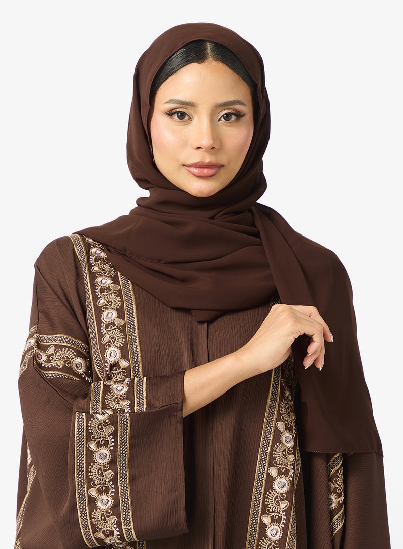 hayas closet Embroidered Flared Sleeve Abaya - Image 4