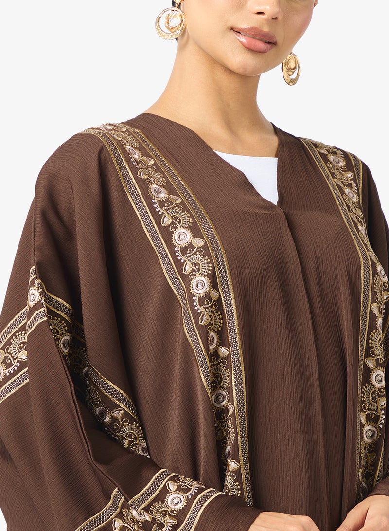 hayas closet Embroidered Flared Sleeve Abaya - Image 3