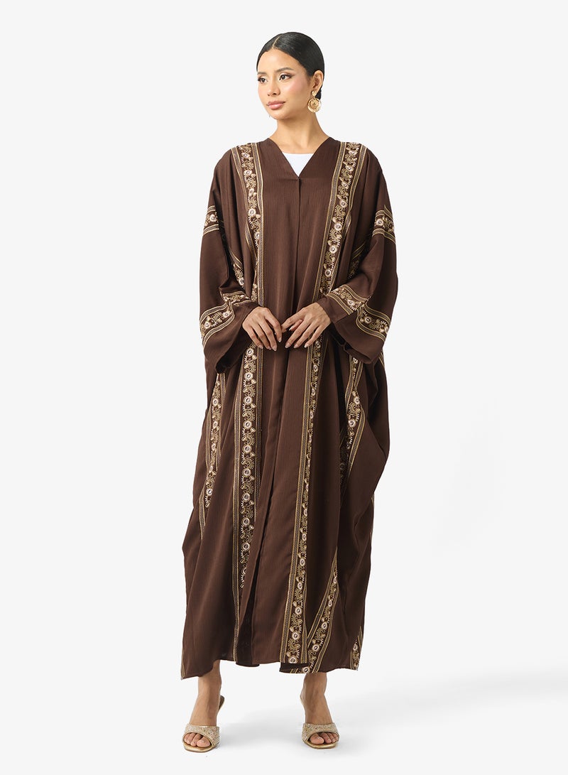 hayas closet Embroidered Flared Sleeve Abaya - Image 5