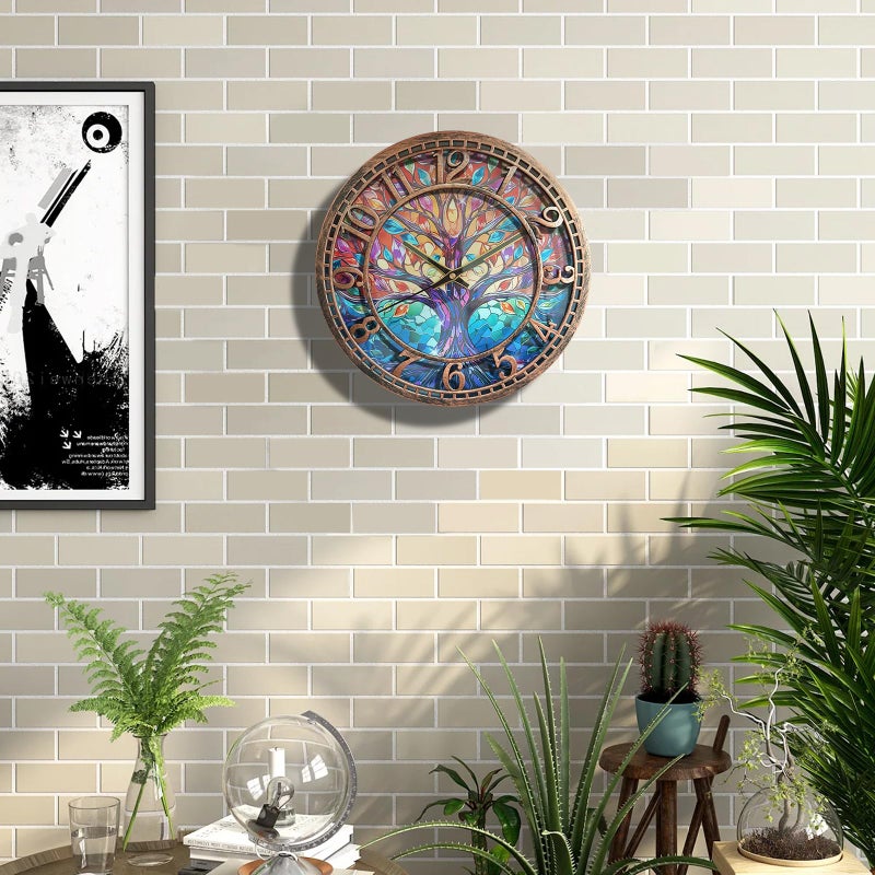 WANGIRO Tree of Life Wall Clock 12inch Silent Movement Non-Ticking Clock Precise Timekeeping Wall Clock Suitable for Living Rooms Bedrooms Offices Ideal for Home Decor Gifts Antique Copper - Image 2