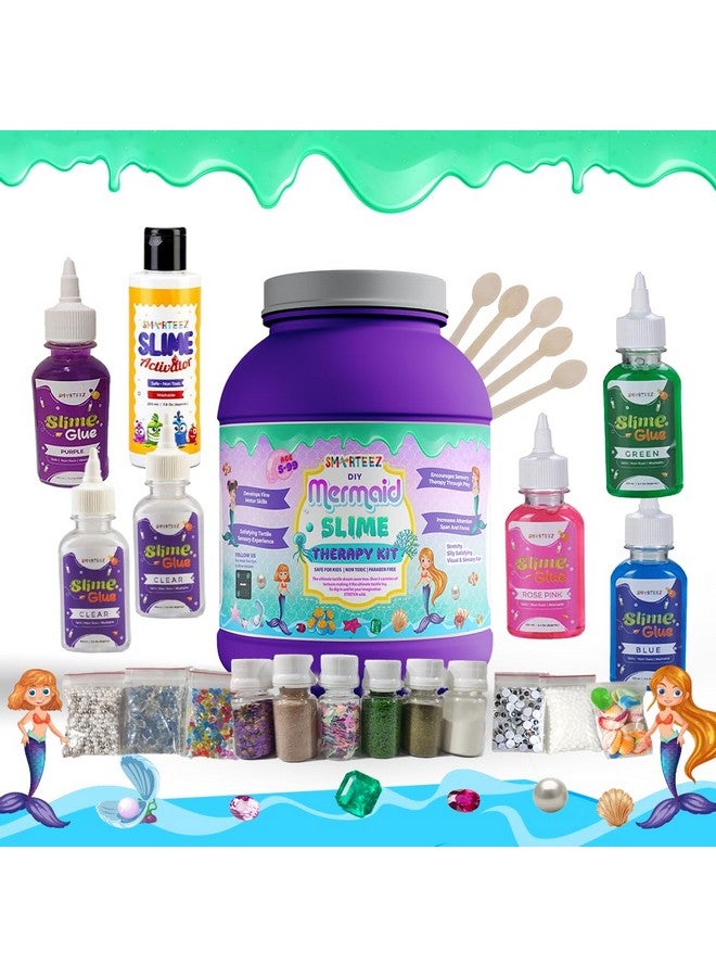 SMARTEEZ Mermaid Slime Therapy JAR | Mermaid Slime KIT | Slime Making KIT | 25+ Slime BATCHES | Glow in Dark Slime | Metallic Slime | Cloud Slime | Non Toxic | Safe | Kid Friendly | Jelly Putty Toys - Image 1