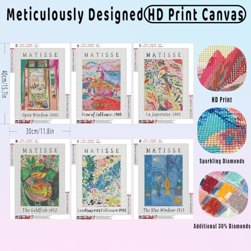 KICHANG Diamond Painting Kits for Adults 6pack DIY 5D Diamond Art Kits Full Drill Diamond Dots Paintings with Diamonds Gem Art and Crafts Home Decor 12x16inch - Image 3