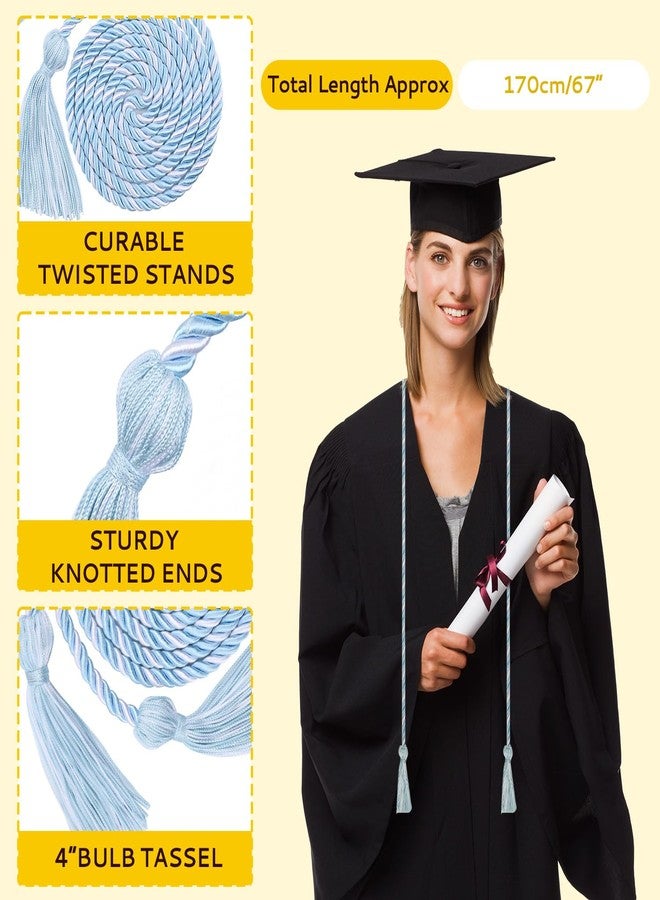 Nelisylux Graduation Cords, Cords for Graduation 2026, Light Blue White 68" Grad Chords Honor Cord Tassel Ropes for Grad Accessories Party Decorations Ceremonies College Students Master Doctoral Bachelor Gown - Image 5